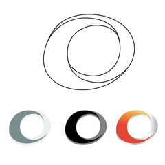 ellipse vector icons, line icons, black with light black, dark white with light white and orange with light white