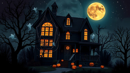 halloween background with haunted house