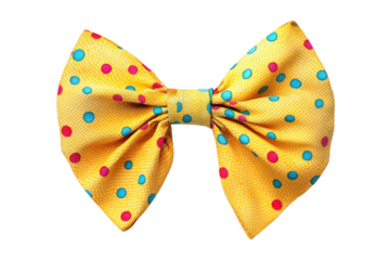 Yellow polka dot bow tie isolated on transparent background