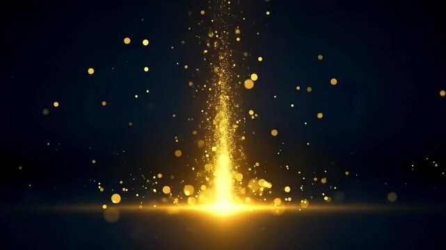 Golden Sparkle Effect Shimmering Particles on Black Background