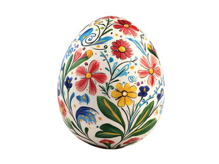 Slavic floral Easter egg isolated on transparent white background, clipping path ,png 