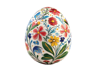 Slavic floral Easter egg isolated on transparent white background, clipping path ,png 
