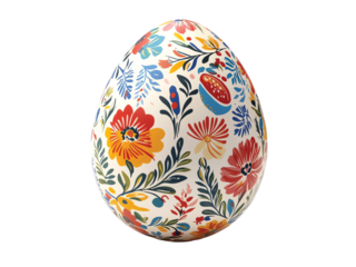 Slavic floral Easter egg isolated on transparent white background, clipping path ,png 