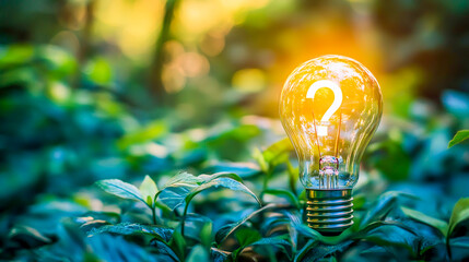 Lightbulb with question mark idea generation and problem-solving concept
