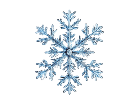 Snowflake isolated on transparent white background, clipping path ,png