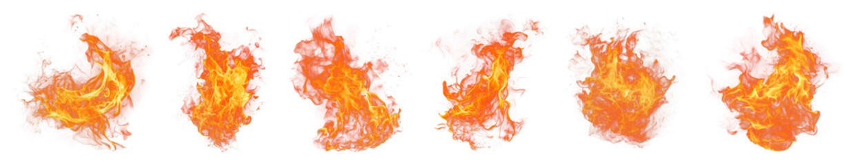 PNG Dynamic fiery flames illustration, element set on transparent background