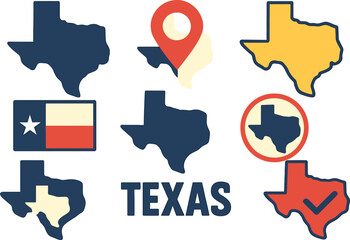 Texas map icon collection, Texas map on a transparent background, vector artwork