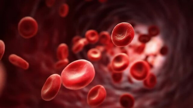 red blood cells flowing through vein