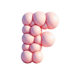 Puffy Balloon Letter F – Soft Pink 3D Inflated Character