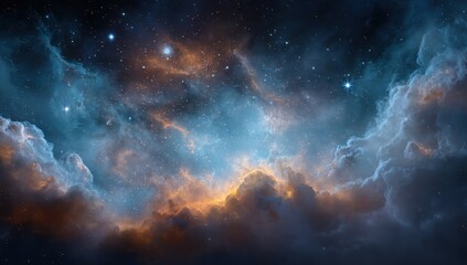 Fototapeta premium Majestic Nebula Space Scene Starry Night Sky with Cosmic Clouds and Glowing Stars