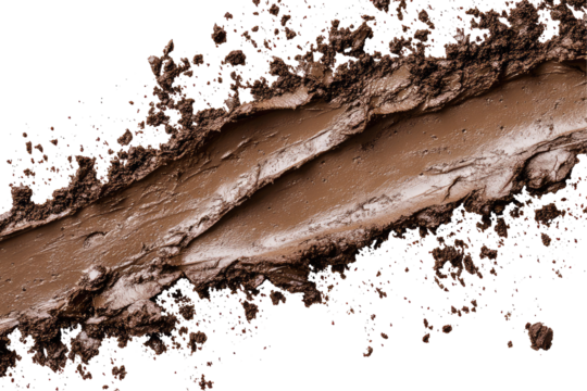 A close up of brown mud with a ridge running through it against a black background texture surface