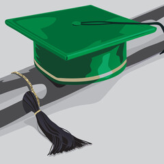 Black and gold graduation cap with diploma – elegant vector design perfect for graduation-themed projects and invitations