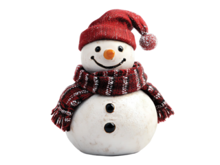 Snowman Christmas decoration isolated on transparent white background, clipping path ,png