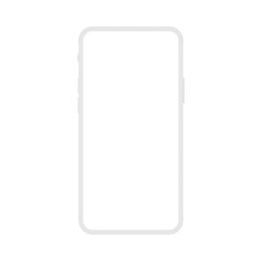 New version of soft white frameless display modern smatphone. Cell phone smart phone realistic mockup vector illustration