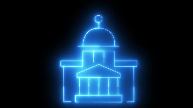 Abstract neon shine home icon animation with dark background.