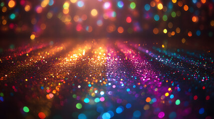 Vibrant disco lights reflecting off a shiny surface creating a mesmerizing display of multicolored beams in a festive and lively setting
