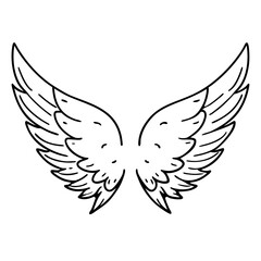 Obraz premium Isolated heraldic wings on white background – perfect for tattoo or mascot design.