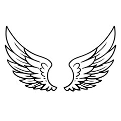 Fototapeta premium Isolated heraldic wings on white background – perfect for tattoo or mascot design.