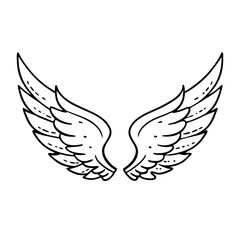 Obraz premium Isolated heraldic wings on white background – perfect for tattoo or mascot design.