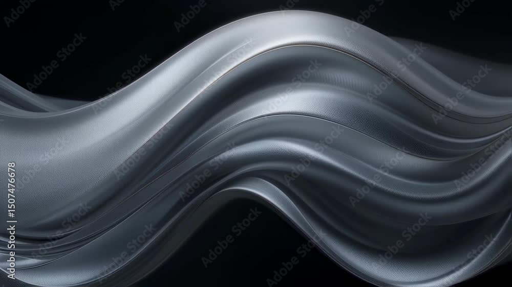 Aufkleber silver metallic wave forms flowing smoothly against a dark backdrop