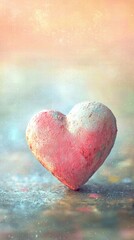 Obraz premium Heart on Wet Surface: Subtle Textured Background with Heart Shape Object