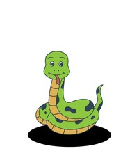 green snake cartoon illustration 