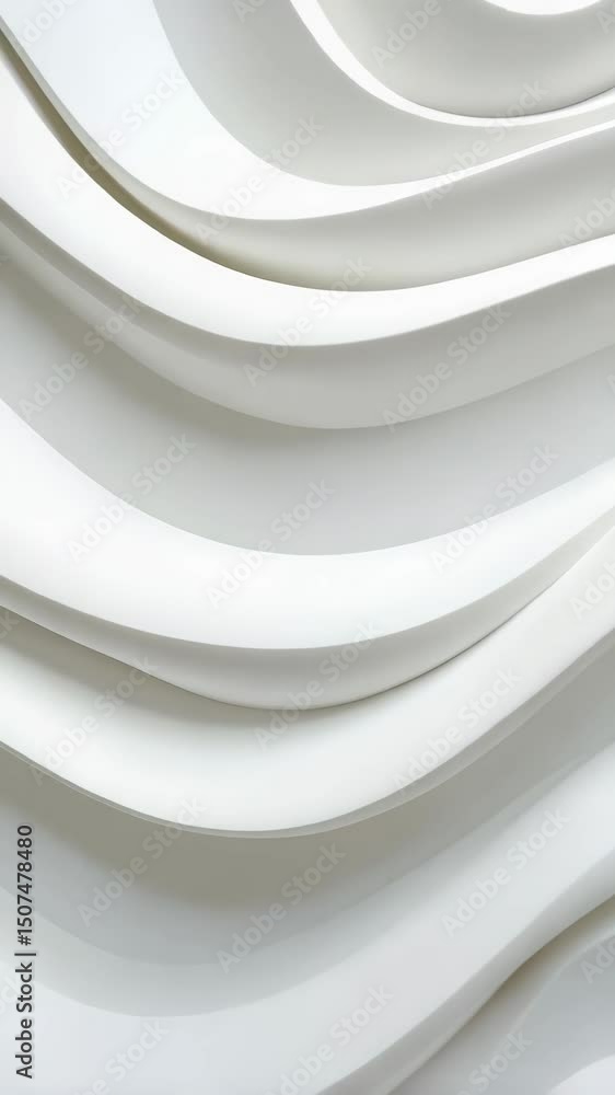 Poster abstract curves and waves form a minimal white background texture with smooth, flowing lines for mod