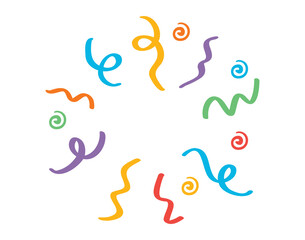 Obraz premium confetti clipart. colorful popping ribbon confetti. Simple confetti cartoon icon doodle hand drawn. Outline drawing confetti line clipart symbol