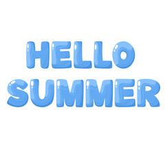 Hello summer, text. Font, lettering with water texture