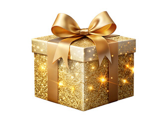 golden gift box with ribbon