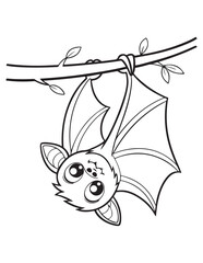 Cute Halloween Bats and Treats Coloring Pages – Kawaii Vector Line Art Collection for Kids