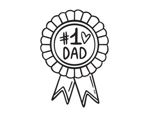 best dad prize medal for daddy. happy fathers day concept icon doodle hand drawn. 