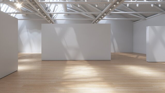 Sunlit Empty Gallery Space