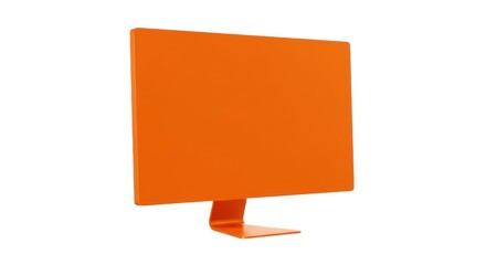 Orange computer monitor isolated on white background