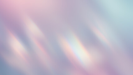 Abstract background with blurred, flowing iridescent light patches in shades of teal, pink, and white. Gentle backdrop for calming digital art or ethereal presentations with a dreamy atmosphere.