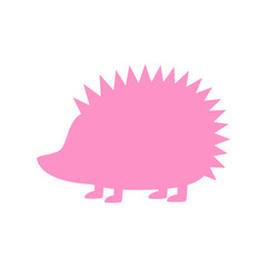 Pink silhouette of a cute hedgehog. Vector icon for children’s themes and educational use.