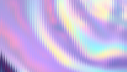 Textured abstract background with a flowing holographic gradient in pastel purple, pink, and white....