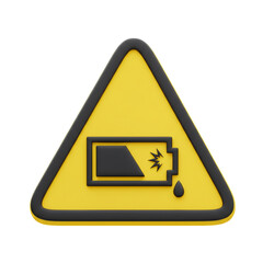 Battery acid warning indicating corrosive leakage hazard.