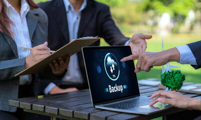 Backup Storage Data Internet Technology Business concept. Database storage cloud technology file...