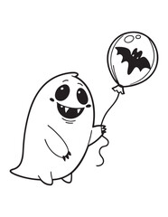 Cute Halloween Ghosts and Skeletons Coloring Pages – Fun and Spooky Line Art for Kids

