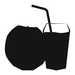 Silhouette of Fresh Fruit Juice Glass with Straw and Whole Fruit Next to It on Transparent Background Representing a Healthy Lifestyle and Tropical Refreshment for Beverage Concept