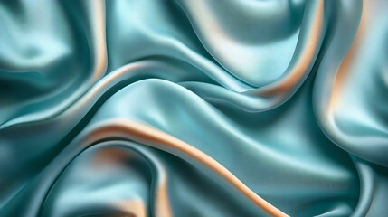 Obraz premium Close-up of soft silk fabric in a beautiful aqua color, showcasing smooth, flowing texture and elegant folds, perfect for fashion or interior design.