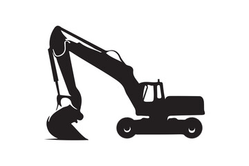 Excavator machine silhouette art vector on white background 1