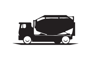 Cement mixer machine silhouette art vector on white background