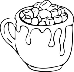 Hot cocoa chocolate marshmallow vector illustration