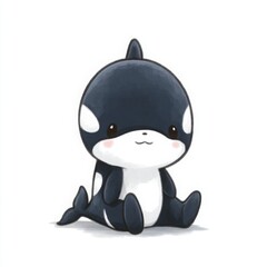 Obraz premium Kawaii Cartoon Whale Character: Playful and Adorable Digital Art Illustration of a Child-Friendly Marine Life Fantasy Toy Design