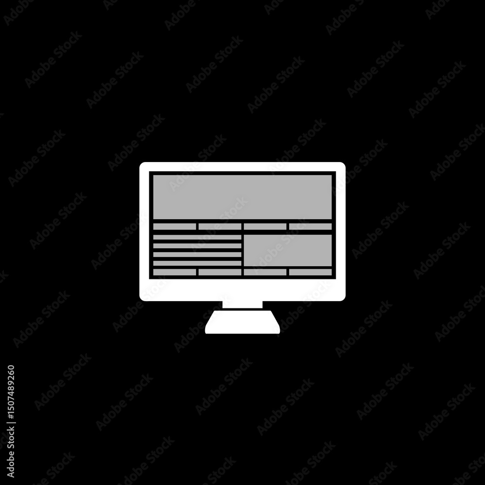 Poster computer display icon isolated on black background
