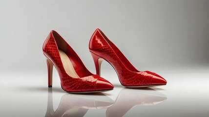 Pair of Red Textured High Heels for Women