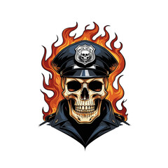 skull police with a burning
