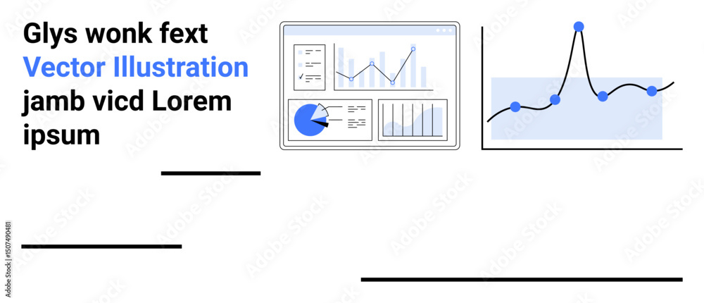 Poster chart-filled dashboard, bar graphs and line plots showcasing data trends. ideal for analytics, repor